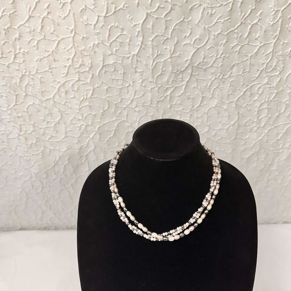 Vintage Women's Necklace Faux Pearl Multi Color Multi Strand Beaded Choker Retro